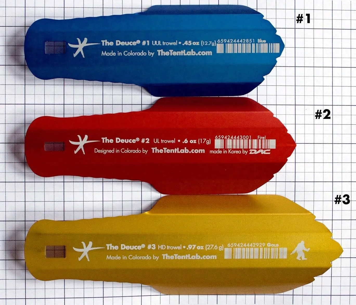 The Deuce(R) of Spades Ultralight Backpacking Trowel - .97 oz, Size #3, Color Sky