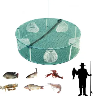 The Magic Foldable Fishing Trap 2025 - Multi-Species Fish Trap, Crab Crayfish Traps with Plastic Entrances, Portable Fishing Net with Transparent Mesh for Rivers Lakes Ponds (Enhanced Durability)