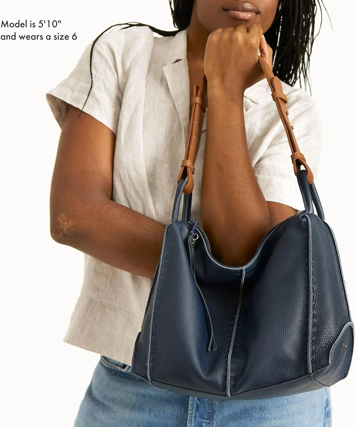 The Sak Los Feliz Hobo Purse - Premium Large Leather Women's Handbag for Everyday & Travel - Durable Purse With Zipper Pocket