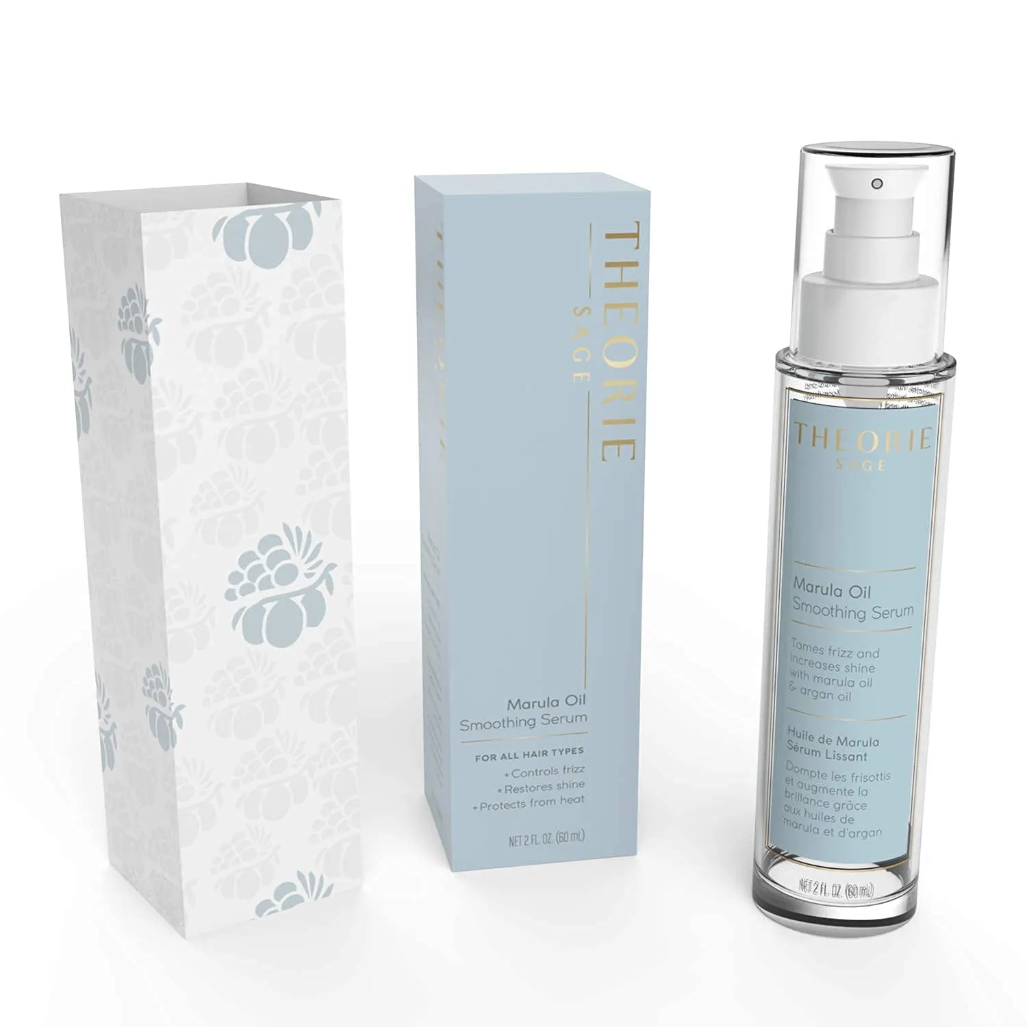 Theorie Marula Oil Smoothing Hair Serum - Tames Frizz and Increases Shine with Marula & Argan Oil, Protects from Heat Styling, Suited for All Hair Types, Spray Bottle - 60mL