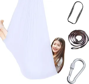 Therapy Swing Chair for Sensory Indoor Adult Kids Toys Play for Autism ADHD Vestibular System Exercise Up to 440 Lbs (200 Kg) (Color : White, Size : 100x280cm/39x110in)