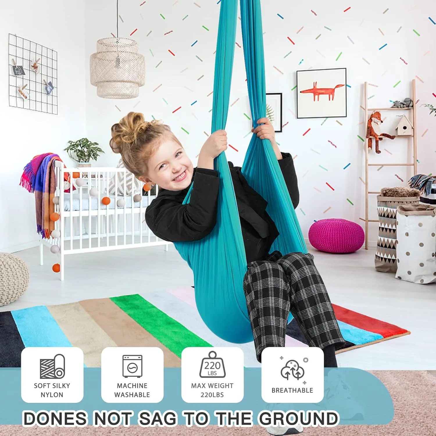 Therapy Swing for Kids with Special Needs (Hardware Included) Snuggle Swing Cuddle Indoor Outdoor Adjustable Hammock for Children with Autism, ADHD, Aspergers, Sensory Integration