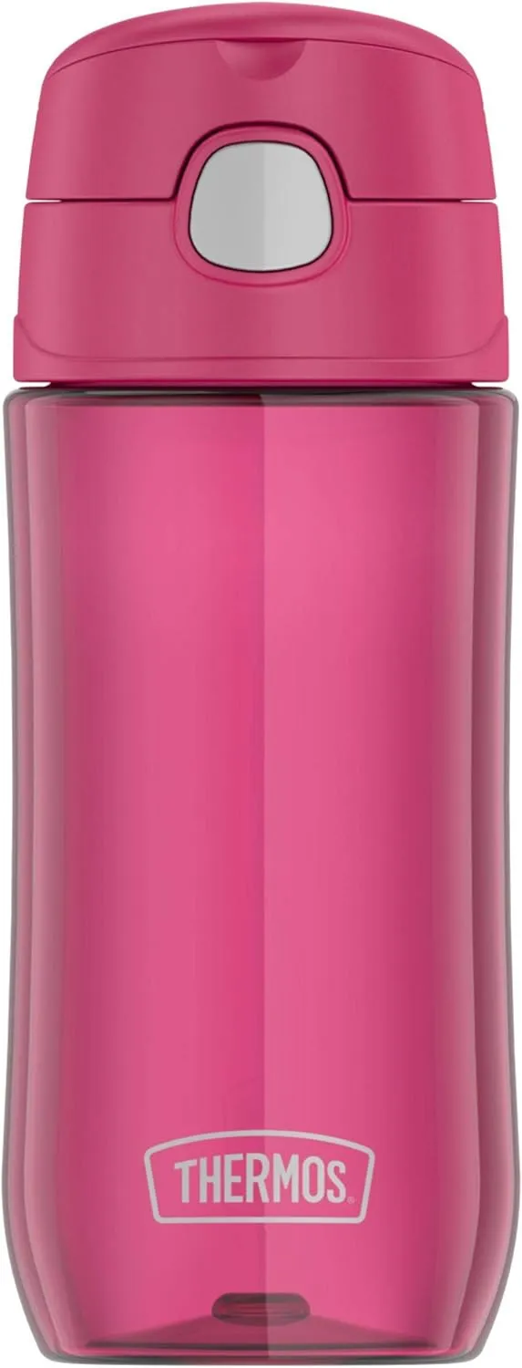 THERMOS FUNTAINER 16 Ounce Plastic Hydration Bottles with Spout, Aqua and Raspberry, 2-Pack