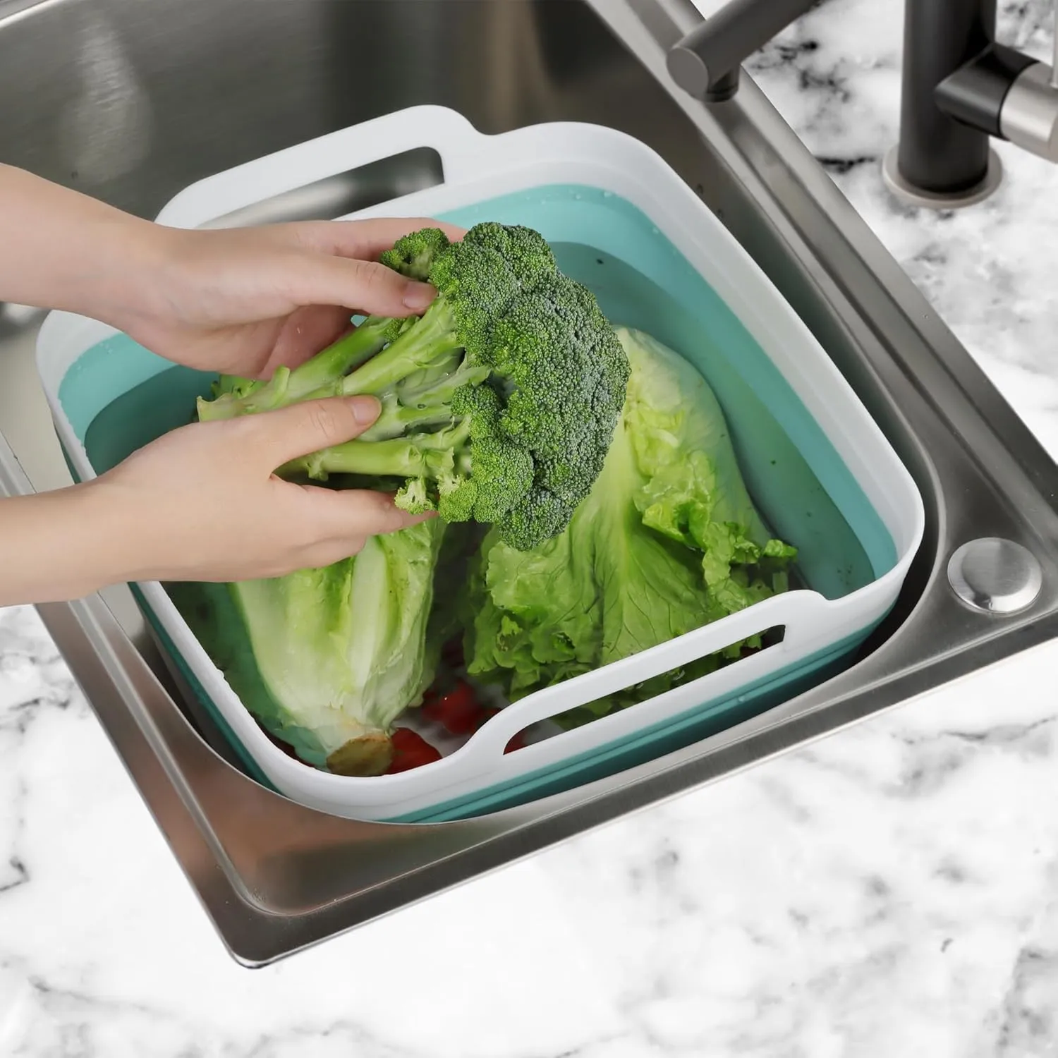 Tiawudi 2 Pack Dishpan for Washing Dishes, Wash Basin with Draining Plug Carry Handles, Collapsible Bucket for Cleaning, Portable Sink, Foldable Plastic Tub, 2.4Gal/9L Each