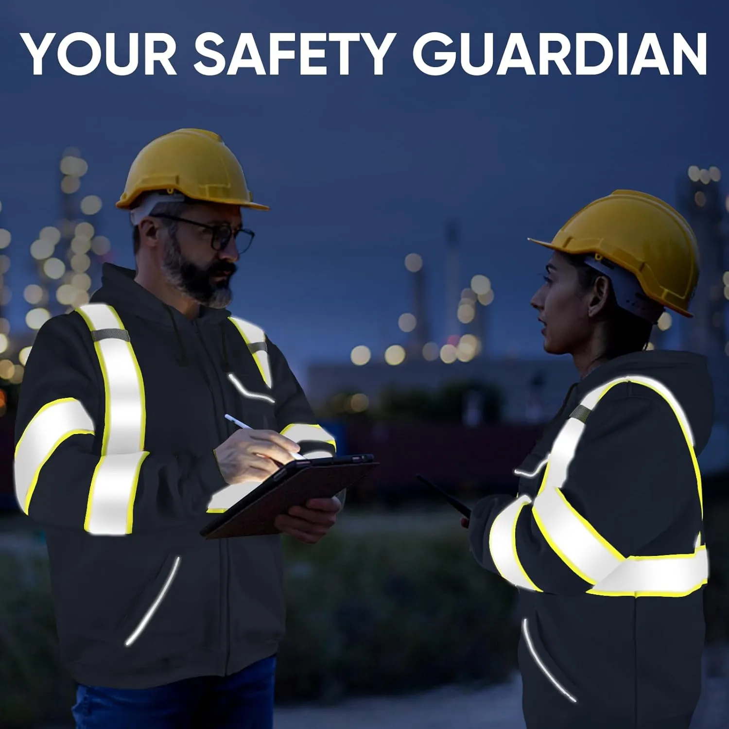 TICONN Safety Hoodie Jacket, High Vis Reflective Safety Fleece Hoodie, PPE Gear for Cold Weather Meet ANSI III