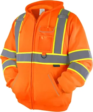 TICONN Safety Hoodie Jacket, High Vis Reflective Safety Fleece Hoodie, PPE Gear for Cold Weather Meet ANSI III