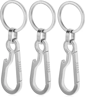 Titanium Carabiner Keychain Set 3 Pcs Keyring Clips Fashion Beer Opener Keychains for Keys Ideal Pendant for Bags Family Present