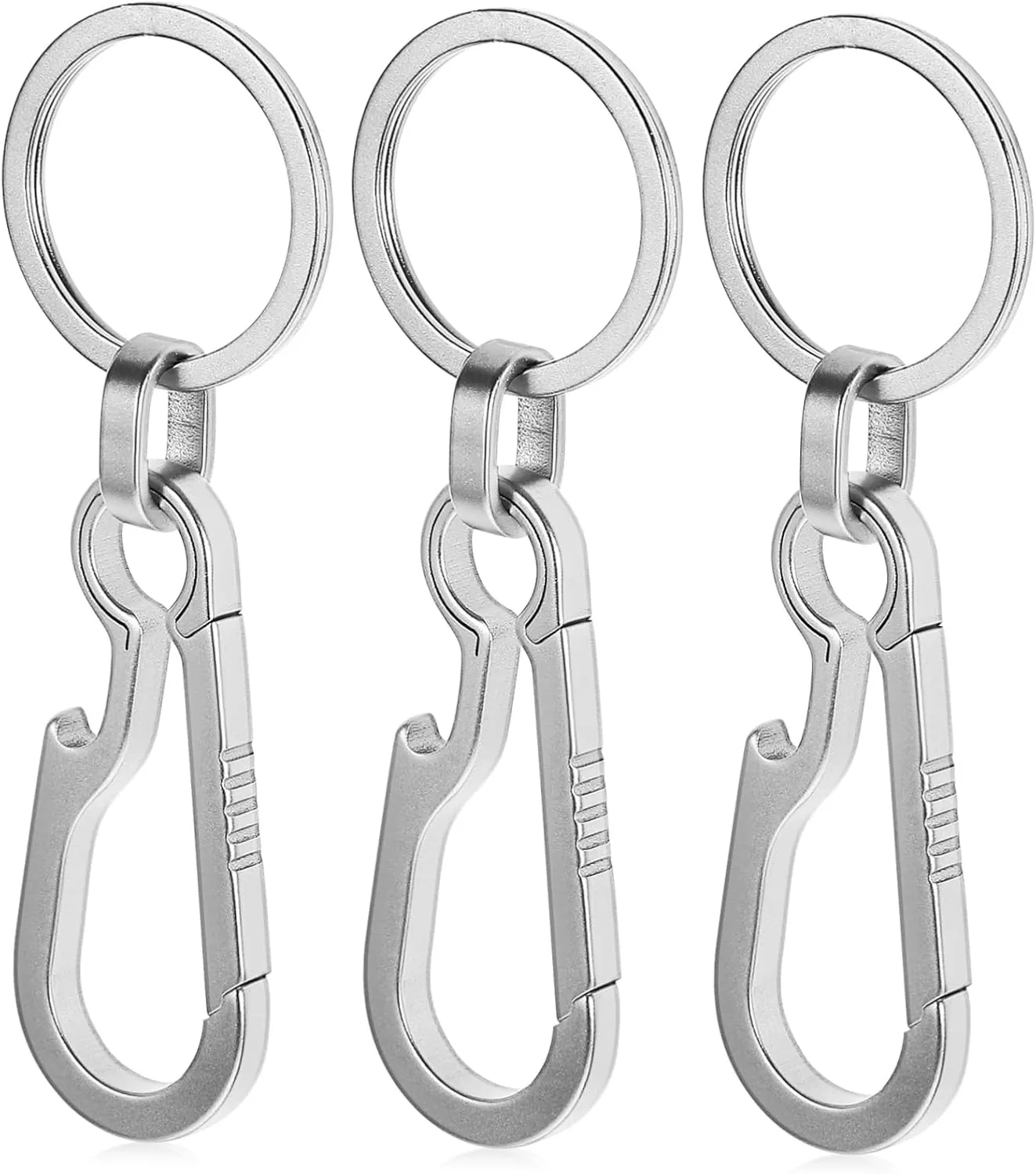 Titanium Carabiner Keychain Set 3 Pcs Keyring Clips Fashion Beer Opener Keychains for Keys Ideal Pendant for Bags Family Present