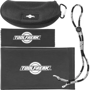 ToolFreak Glasses Storage Case with Metal Carabiner Clip Holds Safety Glasses, Sunglasses or Eyewear. Accessory Kit