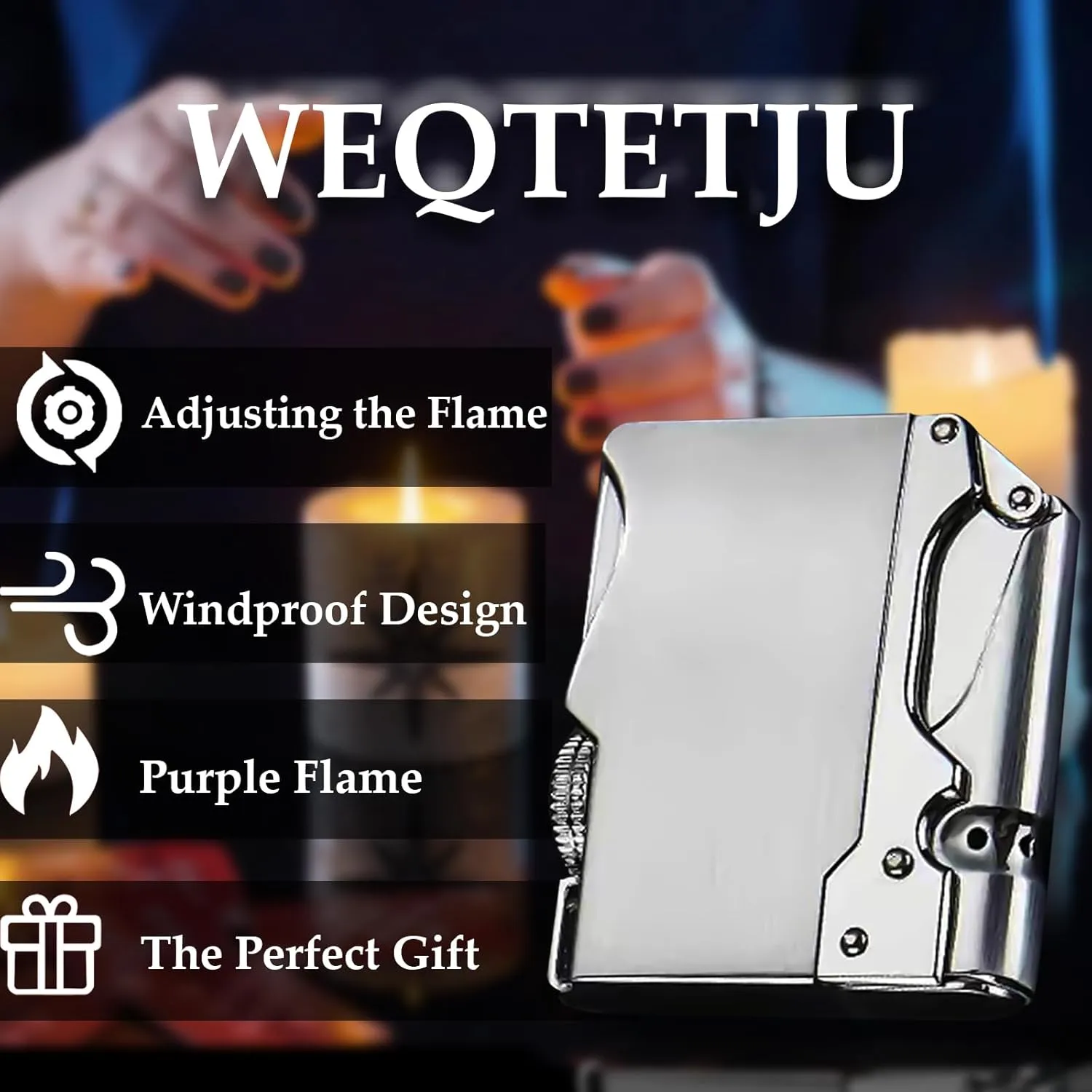 Torch Lighter, Cool, Unique Design, Inflatable and Adjustable, Butane Lighter, Men's Gift (Butane Not Included) (Sliver)