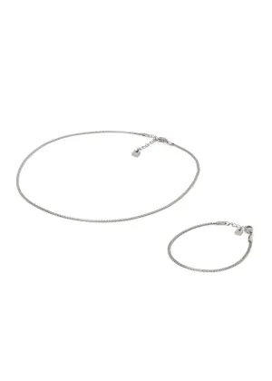 TORY SILVER FLAT NECKLACE AND BRACELET SET