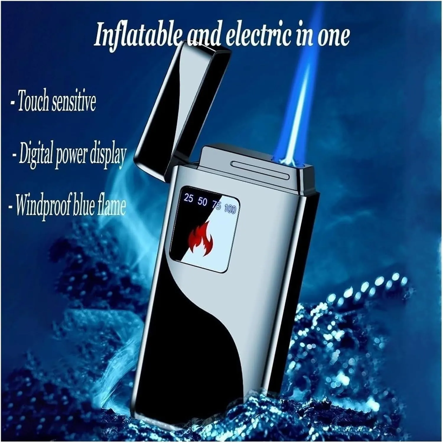 Touch Sensor Switch Lighter, Made Zinc Alloy, Adjustable Flame, Windproof and Portable, Butane Refillable, Suitable for Outdoor Or Daily Life, Etc.(Gold)