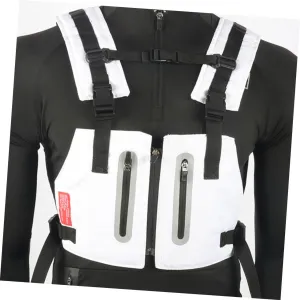 TOYANDONA Highly Visible Reflective Fitness Vest for Outdoor Cycling and Running Multi Pocket Design for Camping and Survival Activities White