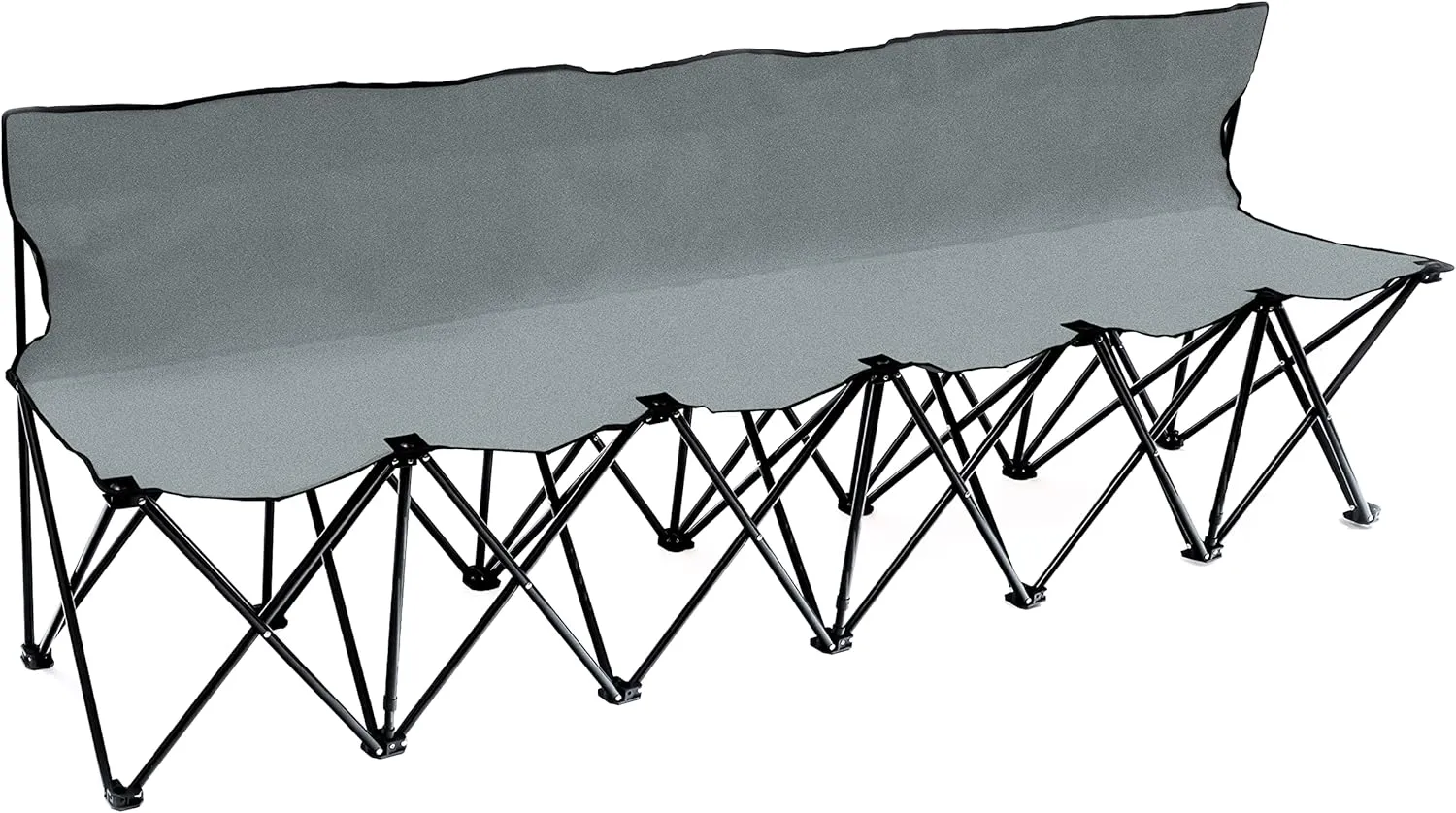 Trademark Innovations Portable 6-Seater Folding Team Sports Sideline Bench with Back (Grey)