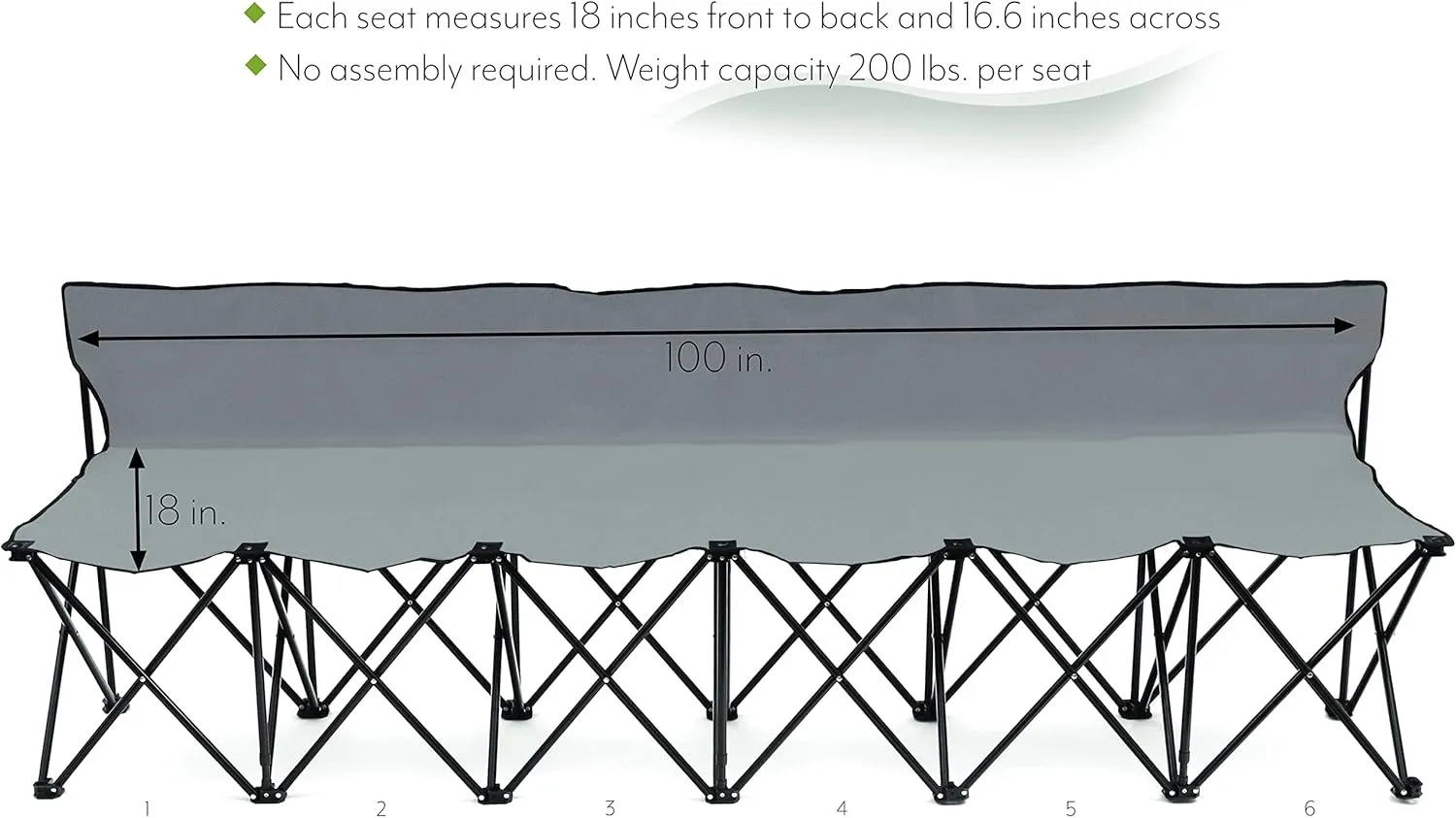 Trademark Innovations Portable 6-Seater Folding Team Sports Sideline Bench with Back (Grey)