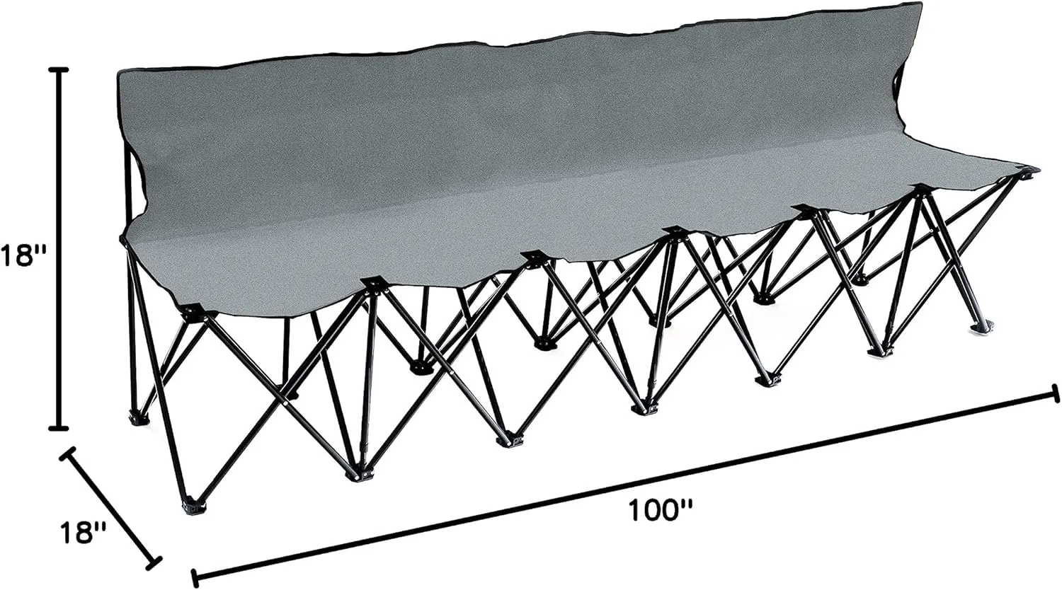 Trademark Innovations Portable 6-Seater Folding Team Sports Sideline Bench with Back (Grey)