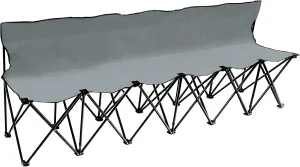 Trademark Innovations Portable 6-Seater Folding Team Sports Sideline Bench with Back (Grey)