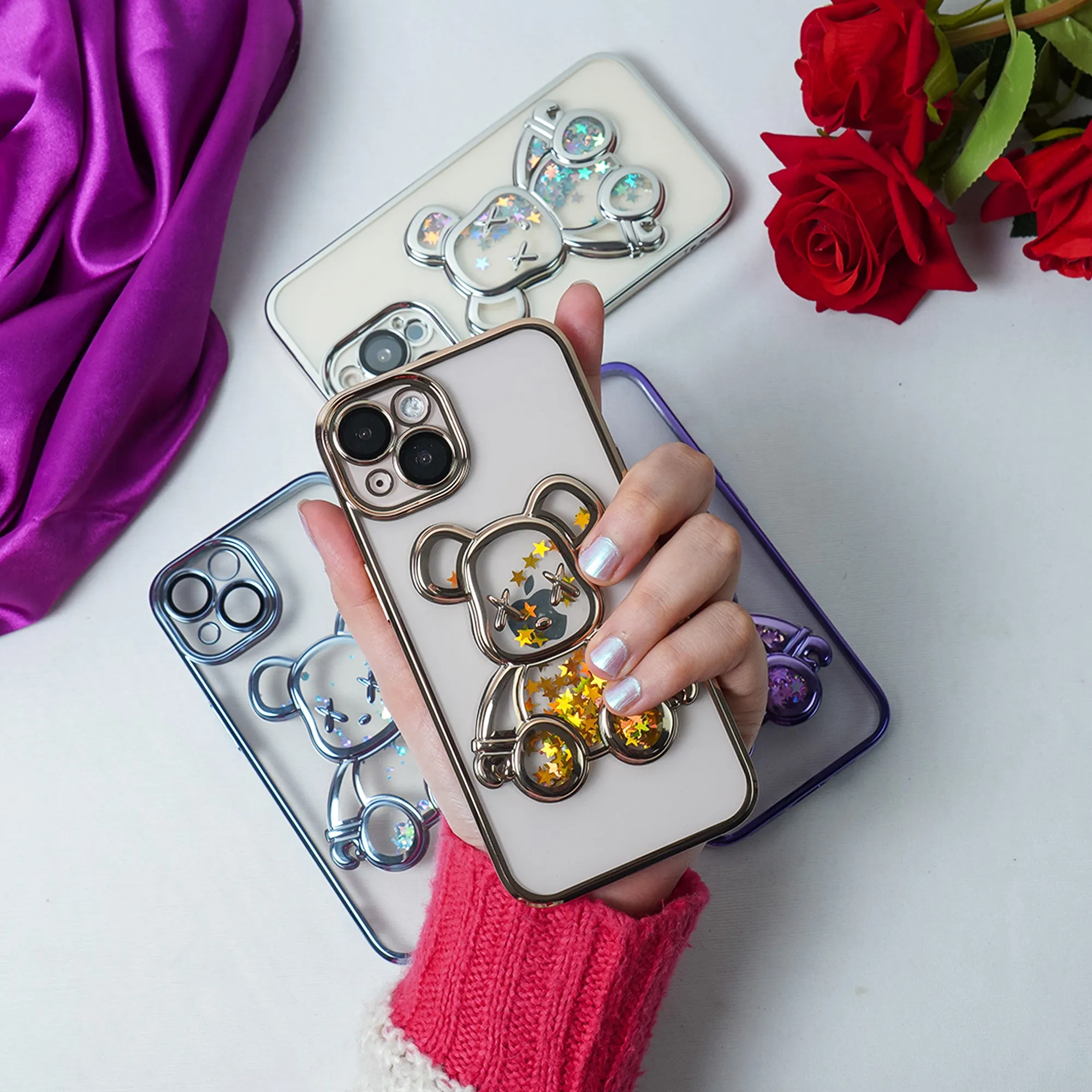 Transparent 3D Bear Protective Case