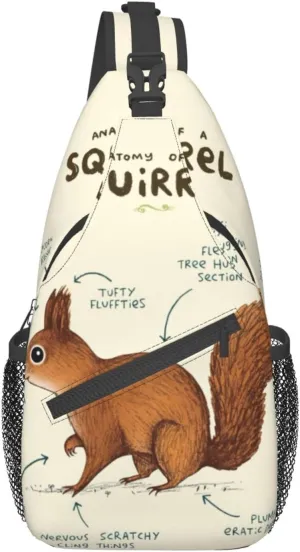 Travel Hiking Daypack Fashion Chest Bag Anatomy Of A Squirrel Crossbody Backpack Sling Bag Chest Daypack For Men Women
