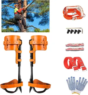 Tree Climbing Spikes Set, 304 Stainless Steel Adjustable Tree Climbing Spike 2 Gears and Non-Slip Pedal Trees, Picking Fruit