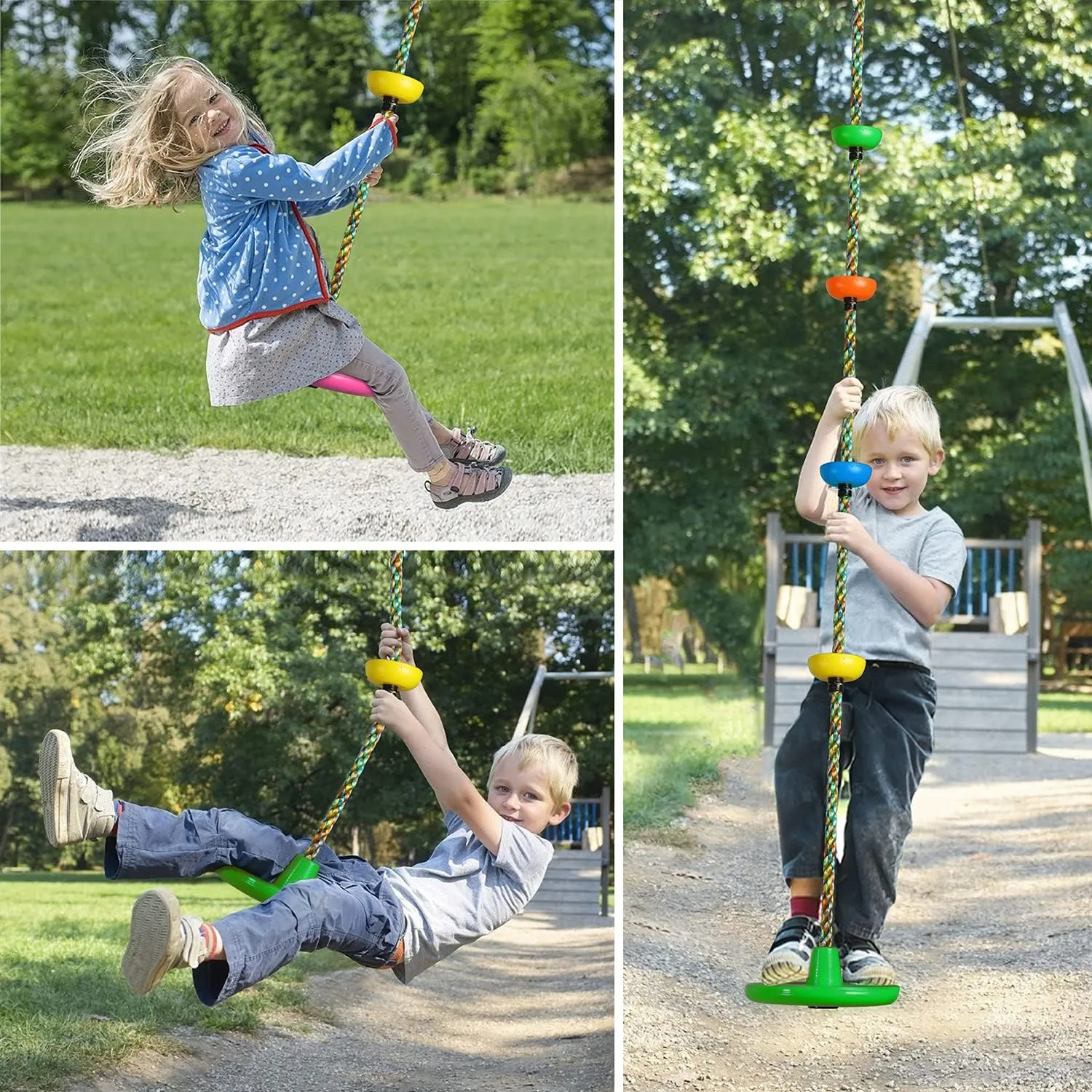 Tree Swing for Kids Backyard Single Disc Rope Climbing Swing Seat for Tree Indoor Outdoor Playground Set Accessories with Thickening 4 Ft Strap-Pink