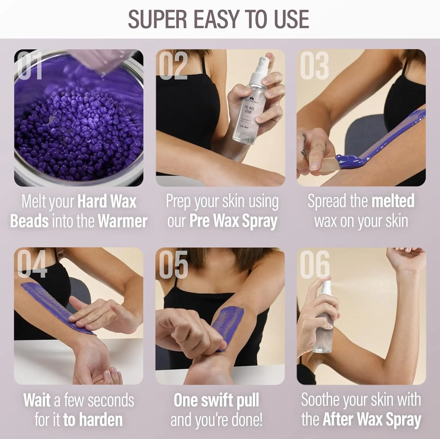 Tress Wellness Waxing Kit for Brazilian Wax - Easy to Use - For Sensitive Skin - Digital Display, Dusty Lilac