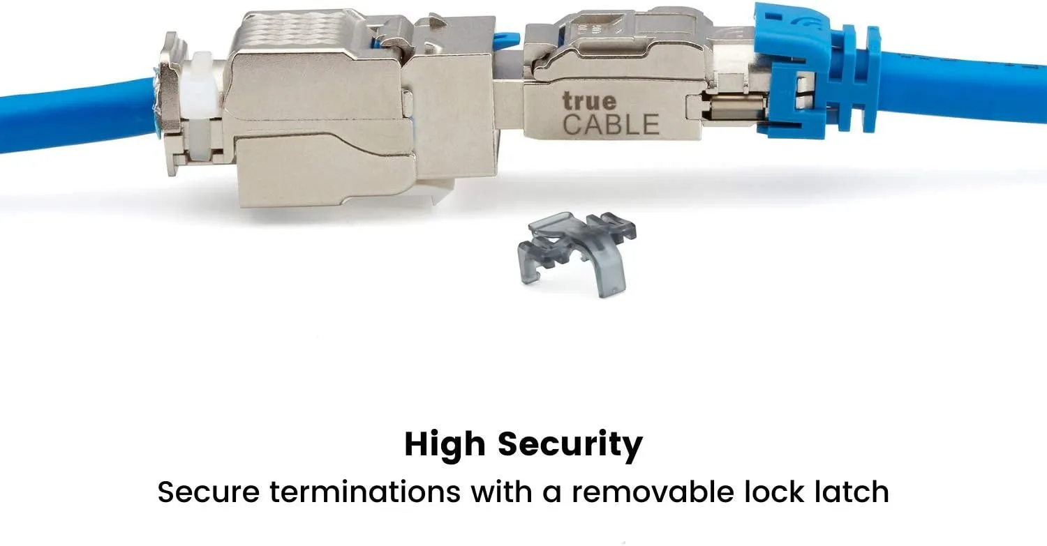 trueCABLE Cat6A Toolless Field Termination Plug, Shielded (STP), PoE   (4PPoE), TAA Compliant, ANSI/TIA & ISO/IEC Certified, CE Listed, Modular RJ45 Male Connector, 6 Pack