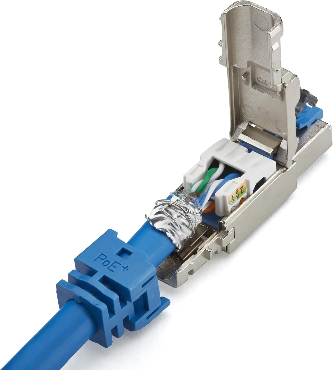 trueCABLE Cat6A Toolless Field Termination Plug, Shielded (STP), PoE   (4PPoE), TAA Compliant, ANSI/TIA & ISO/IEC Certified, CE Listed, Modular RJ45 Male Connector, 6 Pack