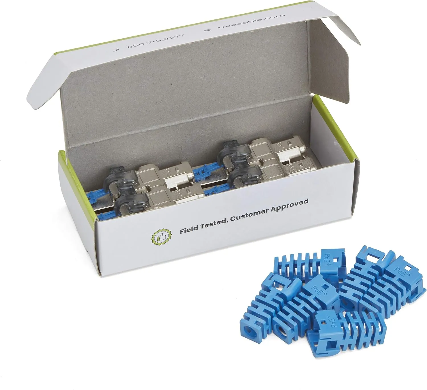 trueCABLE Cat6A Toolless Field Termination Plug, Shielded (STP), PoE   (4PPoE), TAA Compliant, ANSI/TIA & ISO/IEC Certified, CE Listed, Modular RJ45 Male Connector, 6 Pack