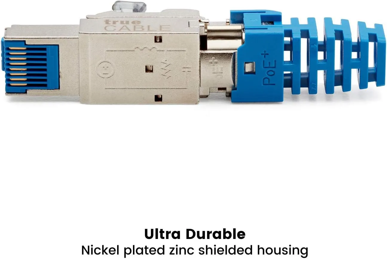 trueCABLE Cat6A Toolless Field Termination Plug, Shielded (STP), PoE   (4PPoE), TAA Compliant, ANSI/TIA & ISO/IEC Certified, CE Listed, Modular RJ45 Male Connector, 6 Pack
