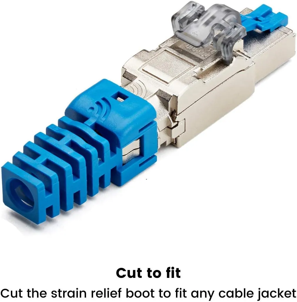 trueCABLE Cat6A Toolless Field Termination Plug, Shielded (STP), PoE   (4PPoE), TAA Compliant, ANSI/TIA & ISO/IEC Certified, CE Listed, Modular RJ45 Male Connector, 6 Pack