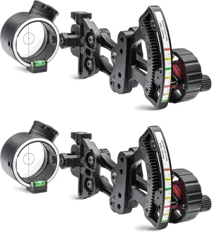 TruGlo Pro Power Dot Illuminated Adjustable Range Rover LED Bow Sight Accessory with Zero in Adjustment Dial and Quiver Mount, Black (2 Pack)