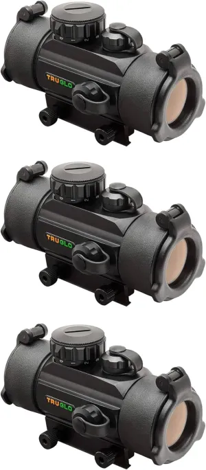 TruGlo Red Dot Traditional Standard Mount Crossbow Tri Dot Sight with Click Windage, Weaver Style Mounting System and Adjustable Rheostat (3 Pack)