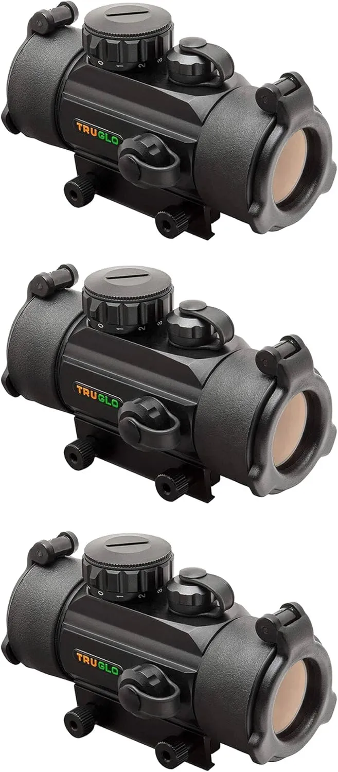 TruGlo Red Dot Traditional Standard Mount Crossbow Tri Dot Sight with Click Windage, Weaver Style Mounting System and Adjustable Rheostat (3 Pack)