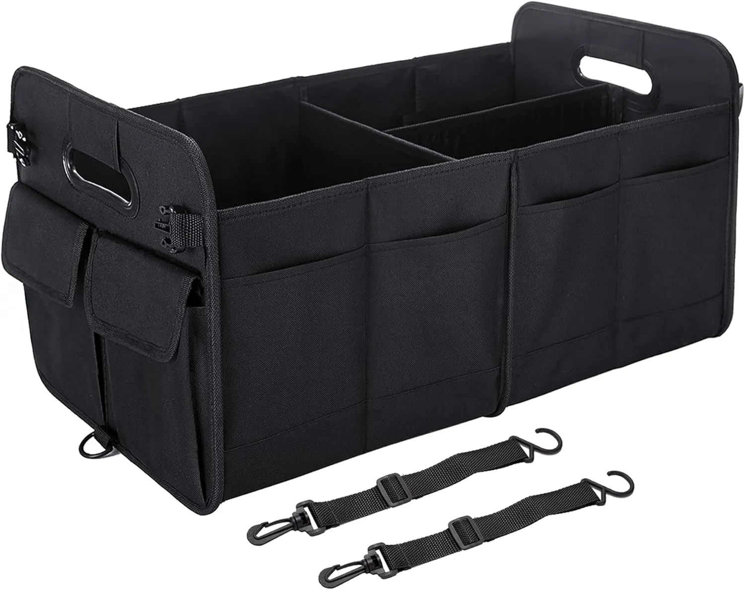 Trunk Organizer SUV, Car Storage Organizer Trunk, NOT-FLIMSY ANTI-SLIDE 75L Spacious Collapsible Sturdy Trunk Organizer for Grocery/Car Accessories/Women Men's Gift, Black-A