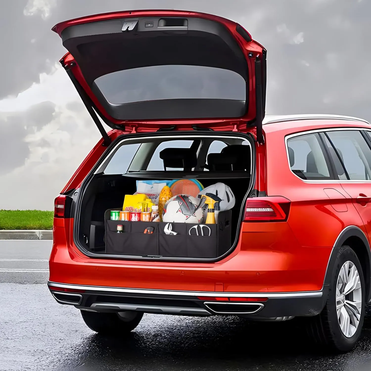 Trunk Organizer SUV, Car Storage Organizer Trunk, NOT-FLIMSY ANTI-SLIDE 75L Spacious Collapsible Sturdy Trunk Organizer for Grocery/Car Accessories/Women Men's Gift, Black-A