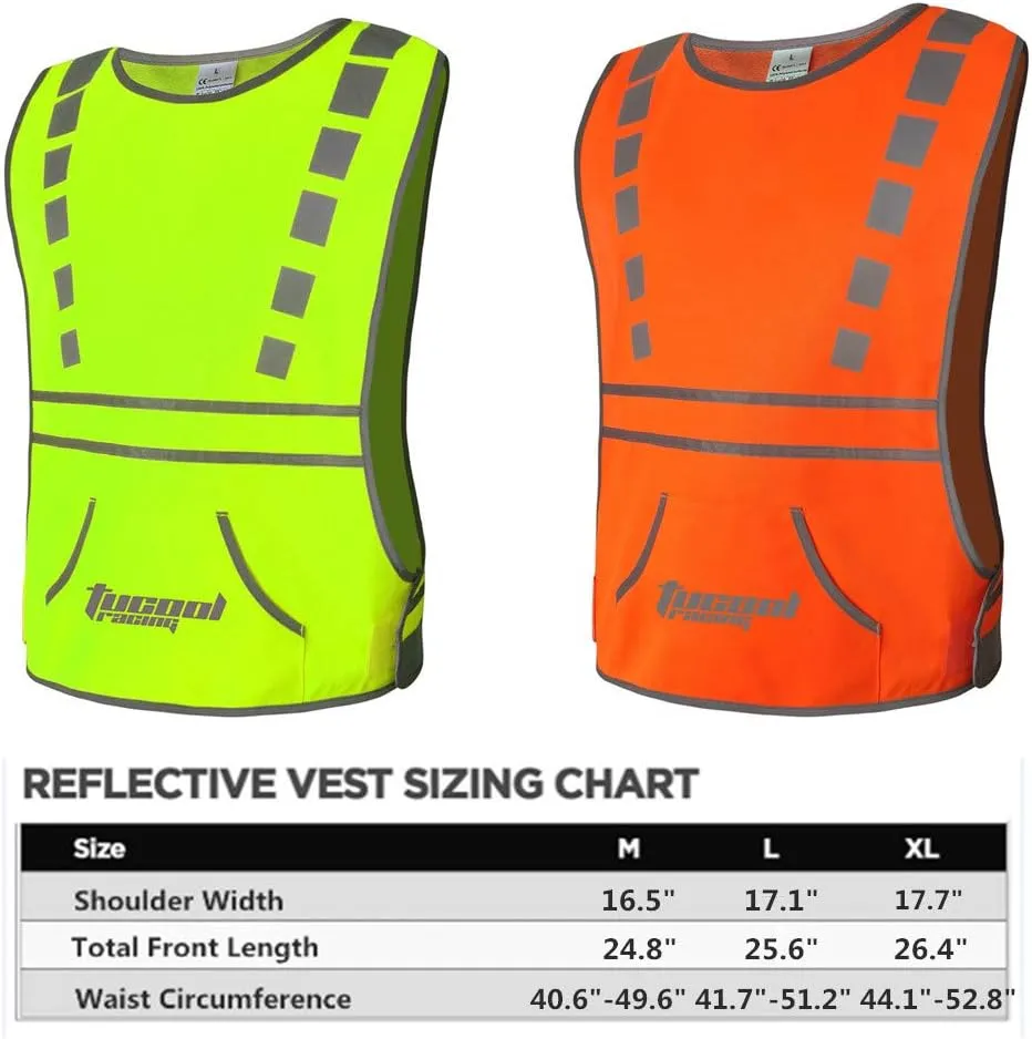 Tucoolracing Running Cycling Reflective Vest with Pocket with 2 High Visibility Running Safety Bands (Orange, XL)