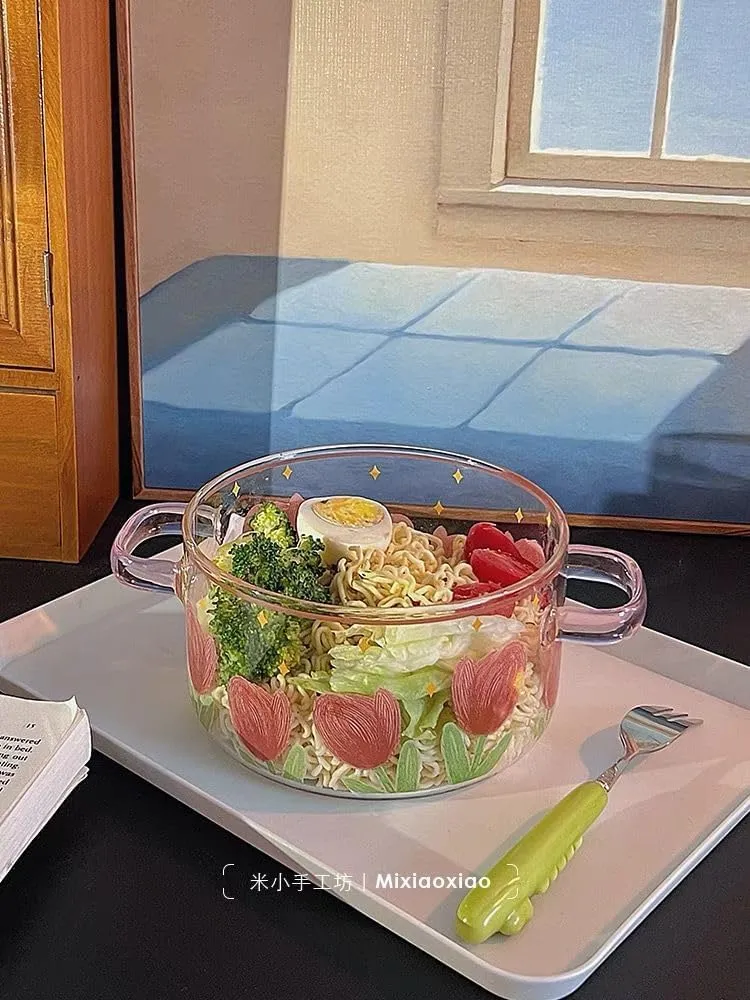 Tulip Glass Cooking Pot with Wooden Lid (1.5L)