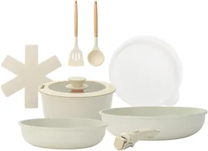 UCClife 9-Piece Nonstick Ceramic Cookware Set - PFOA/PTFE Free Non-Toxic Pots & Pans, Detachable Handles, Oven & Dishwasher Safe, Scratch Resistant