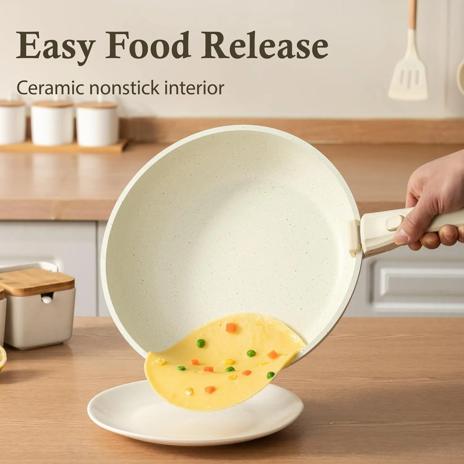 UCClife 9-Piece Nonstick Ceramic Cookware Set - PFOA/PTFE Free Non-Toxic Pots & Pans, Detachable Handles, Oven & Dishwasher Safe, Scratch Resistant