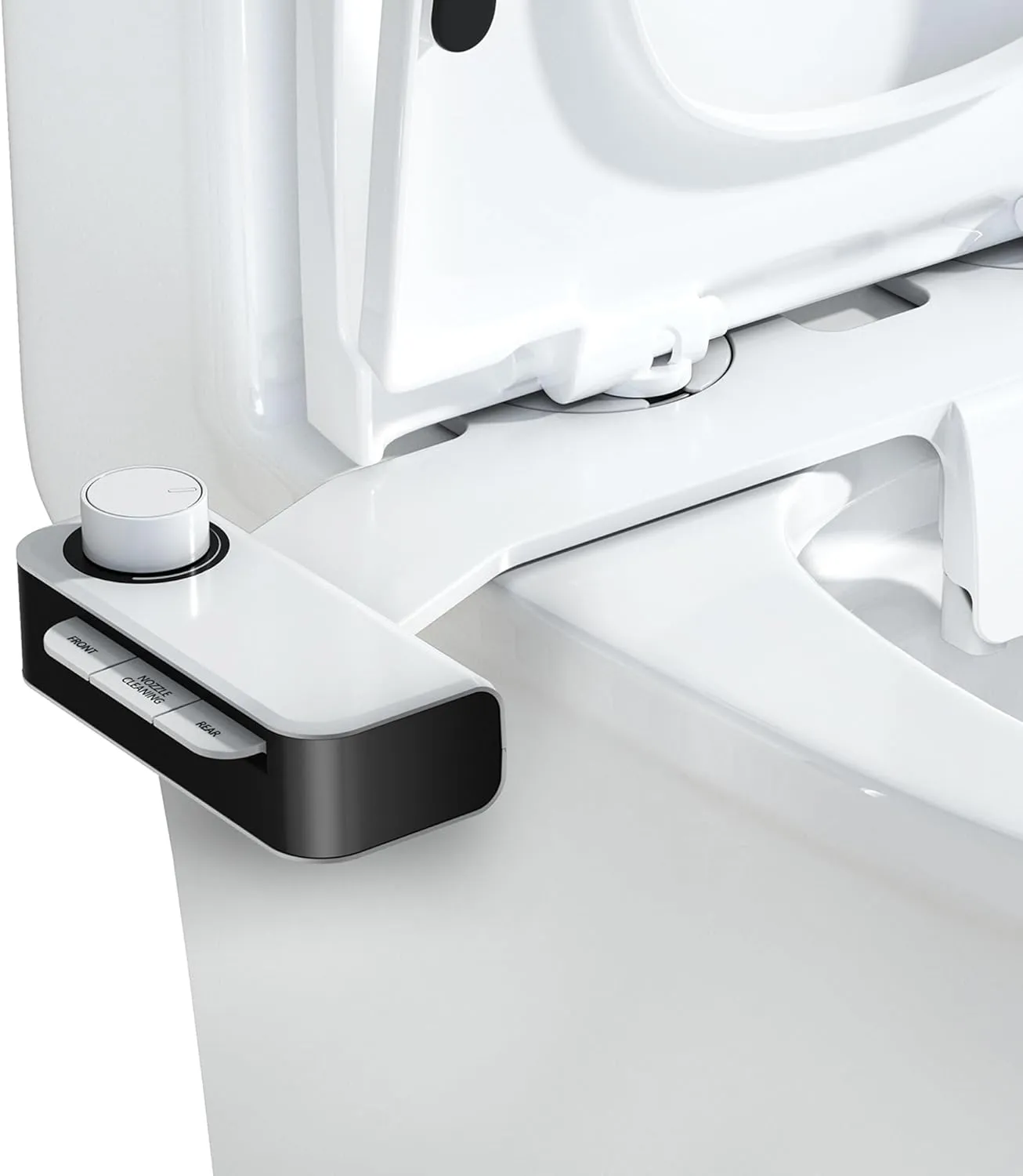 Ultra-Slim Bidet Attachment for Toilet Dual Nozzles Feminine & Rear Wash Bidet Toilet Seat Attachment Non Electric Self Cleaning Adjustable Water Pressure, Rear Wash