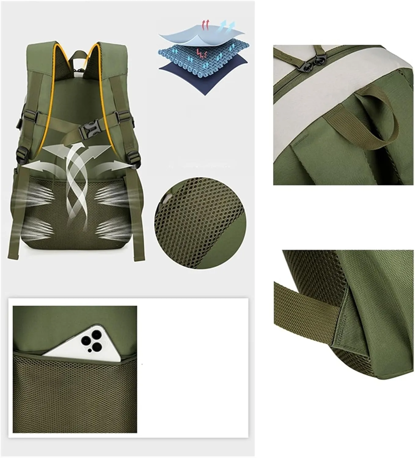 Ultralight Camping Backpack Outdoor Sports Bags Mountain Pocket Hiking Rucksack Daypack Traveling Cotton Canvas Bag(GRAY)