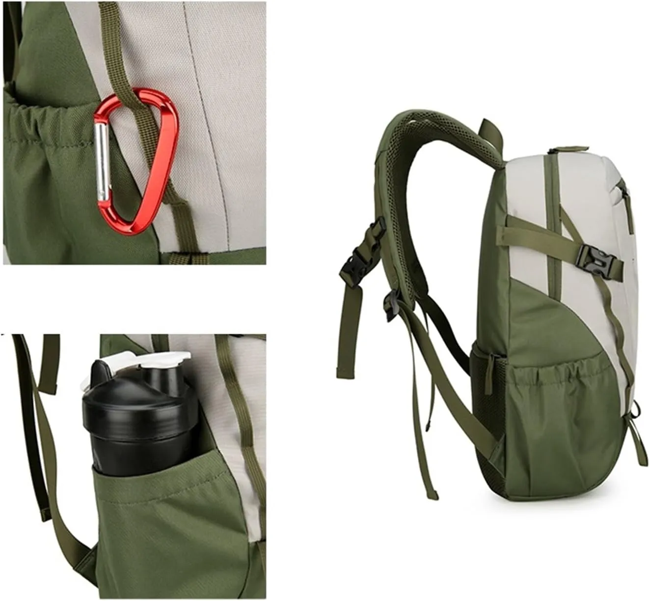 Ultralight Camping Backpack Outdoor Sports Bags Mountain Pocket Hiking Rucksack Daypack Traveling Cotton Canvas Bag(Khaki)