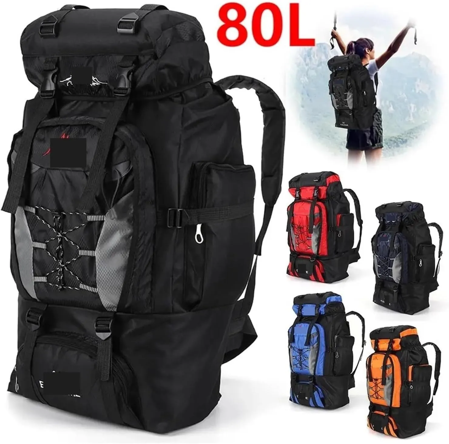 Ultralight Camping Backpack Outdoor Sports Bags Mountain Pocket Hiking Rucksack Daypack Traveling Cotton Canvas Bag(Red)