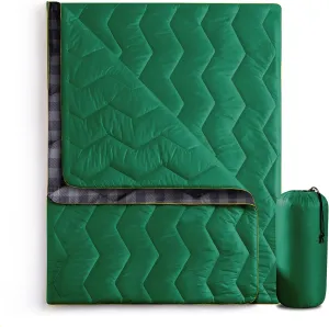 UNIKOME Lightweight & Waterproof Outdoor Camping Travel Blanket, Puffy Down Alternative With corner loops, 75"52", Green