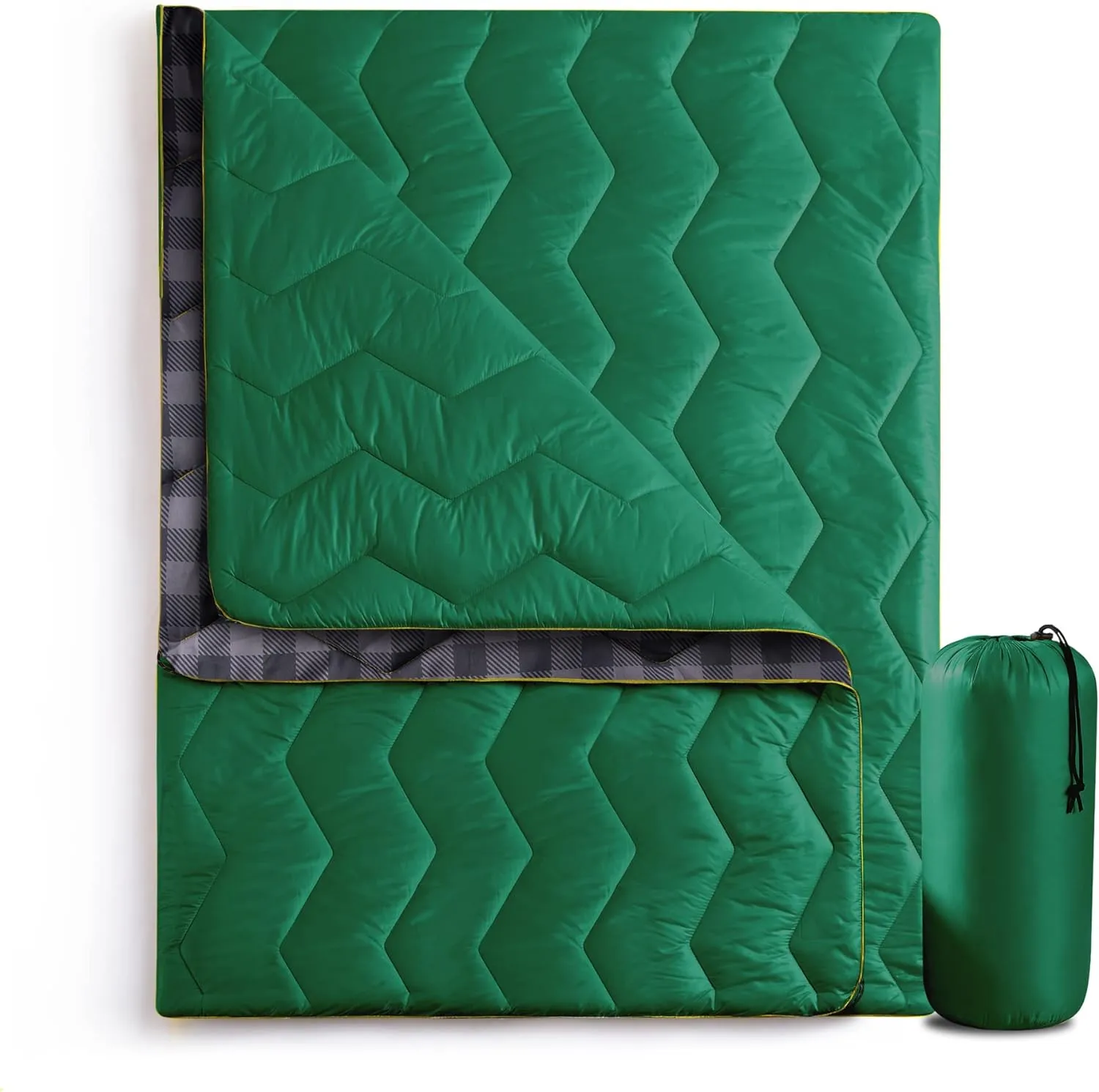 UNIKOME Lightweight & Waterproof Outdoor Camping Travel Blanket, Puffy Down Alternative With corner loops, 75"52", Green