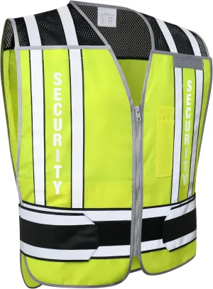 UNINOVA Security Vest Reflective for Men, Class 2 Reflective Duty Safety Vests Lime Green, 4 Point Breakaway High Visibility Security Vests with Pockets and Zipper,Yellow,Medium-Large
