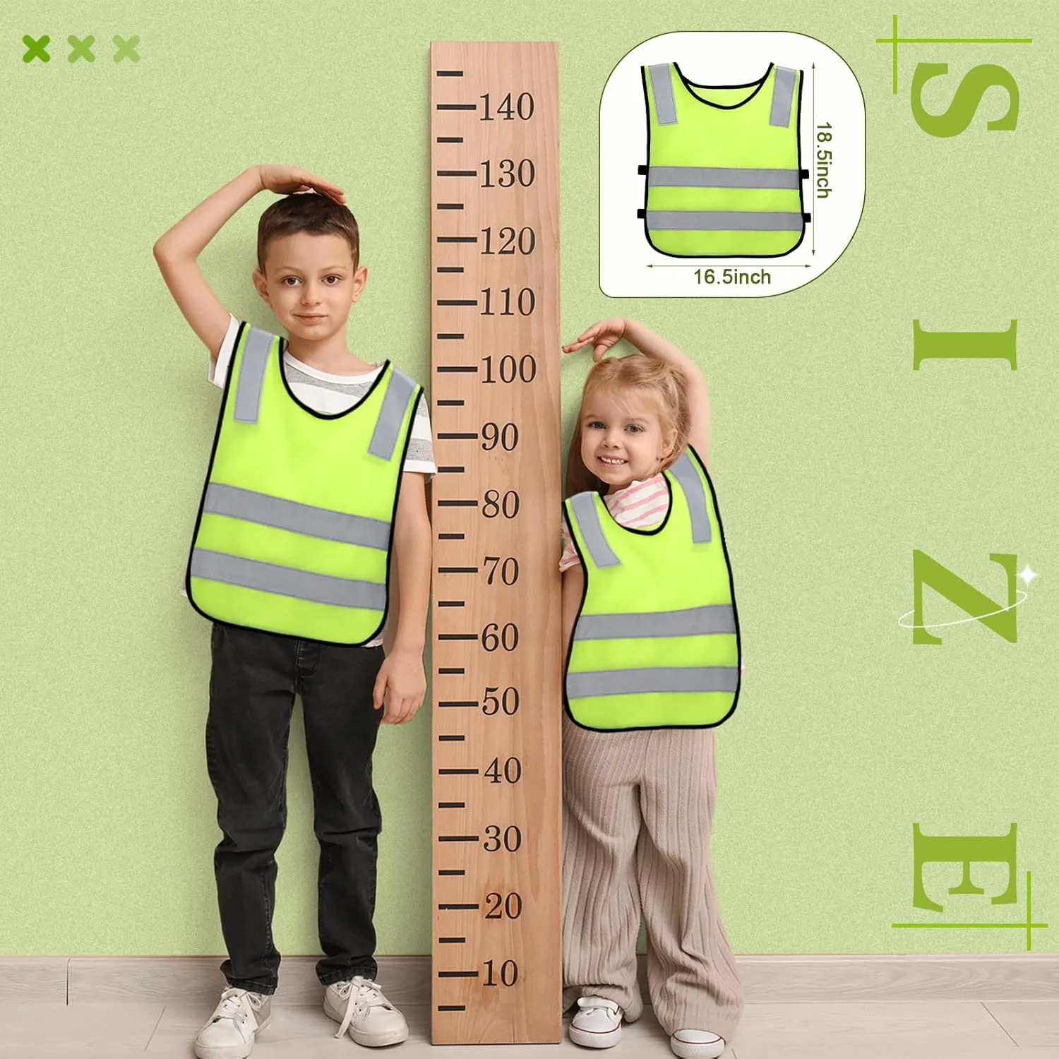 Unittype 30 Pcs Kids Safety Vest High Visibility Reflective Safety Children Vest Neon Yellow Child Traffic Clothes with Elastic Strap for Kids Cycling Running Skiing Outdoor Activities