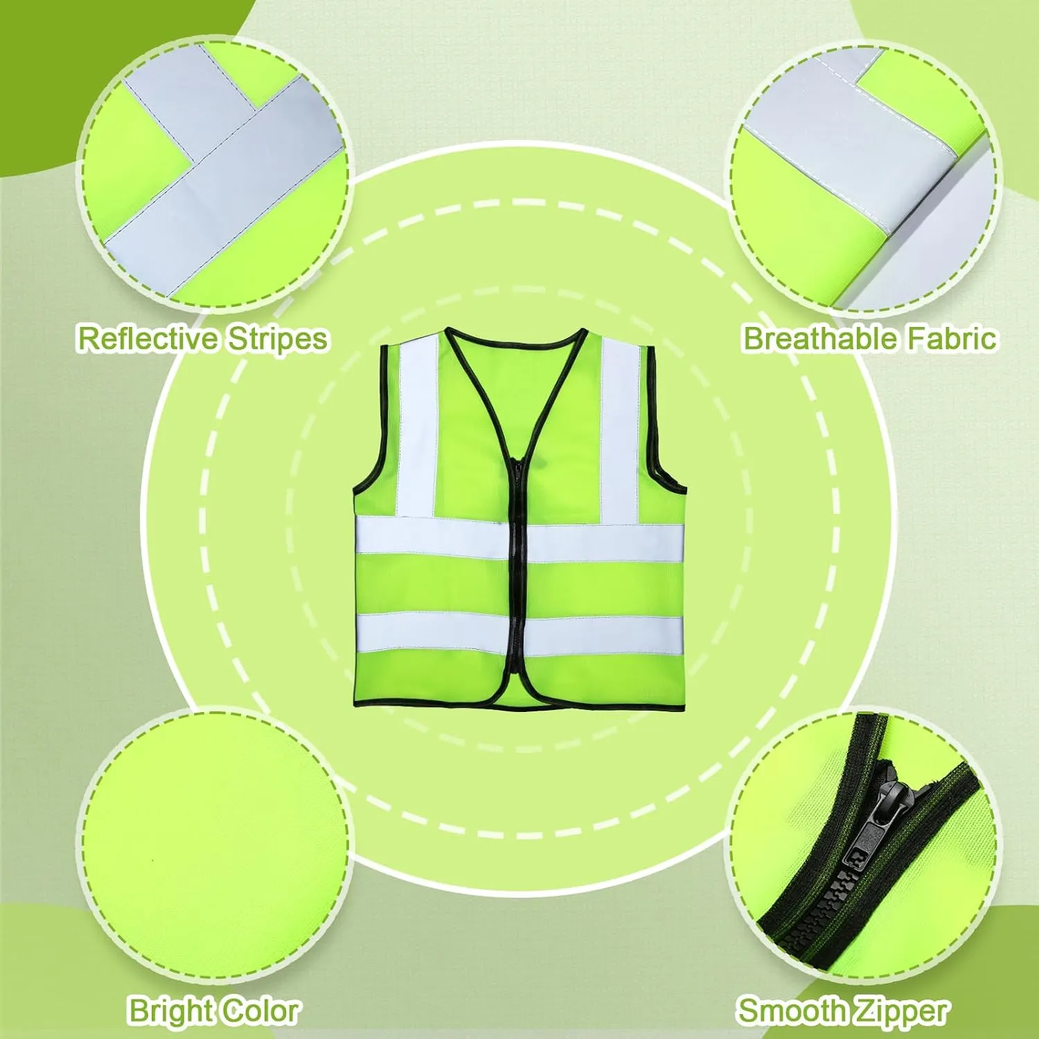 Unittype Kids Safety Vest Bulk High Visibility Reflective Vest with Grey Reflective Strips for Child Cycling Skiing