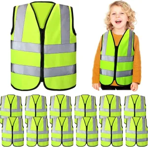 Unittype Kids Safety Vest Bulk High Visibility Reflective Vest with Grey Reflective Strips for Child Cycling Skiing